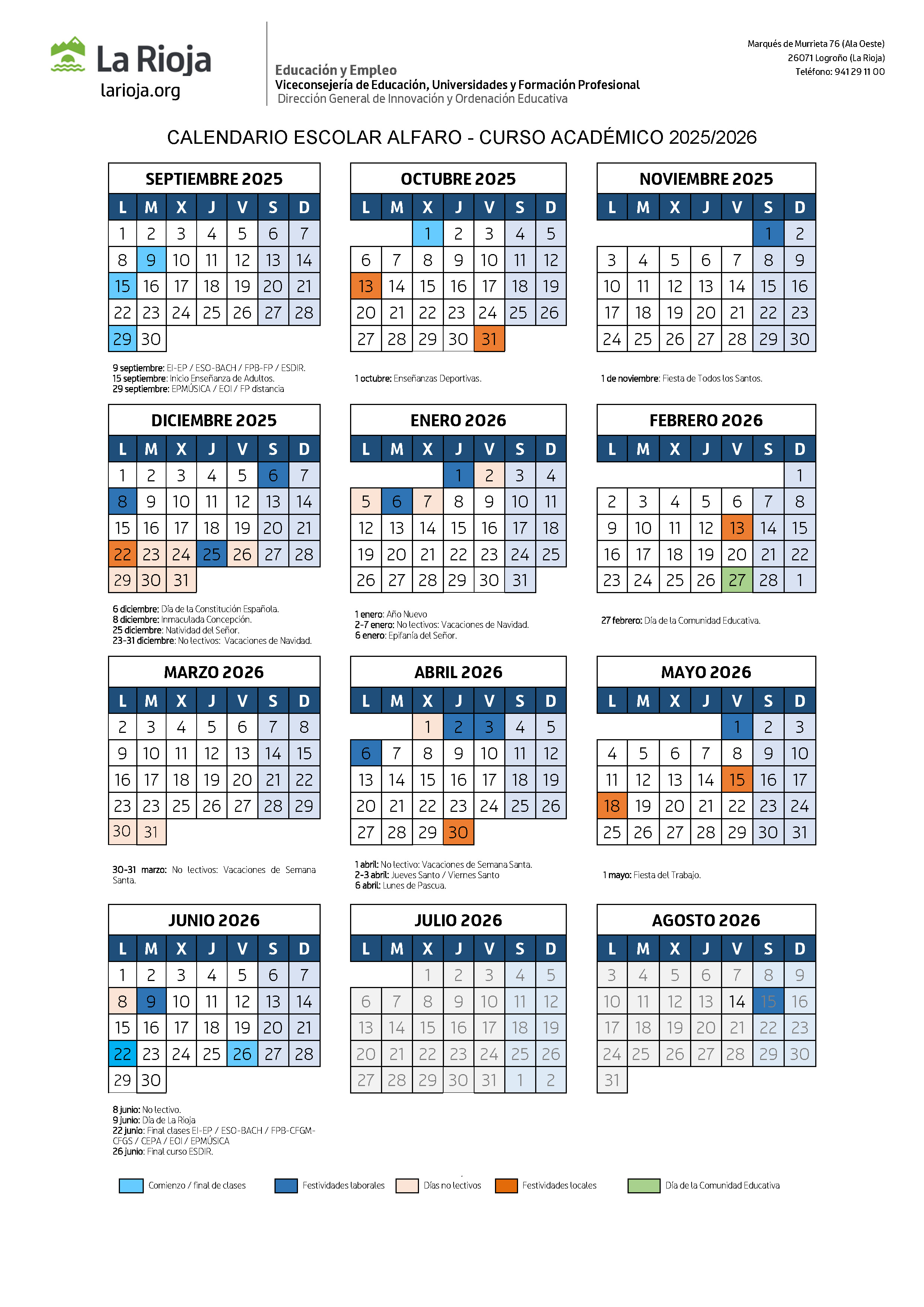 Calendario escolar